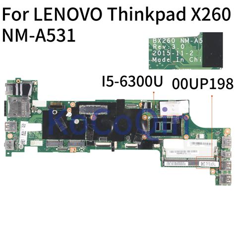 KoCoQin Placa Base Para Port Til LENOVO Thinkpad X260 Core SR2F0 I5