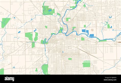 Fort Wayne Indiana printable map excerpt. This vector streetmap of ...