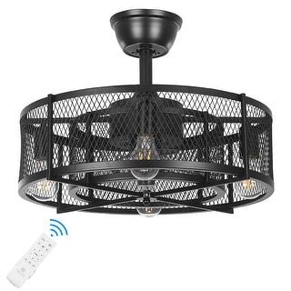 Black Ceiling Fan with Remote Control - 6 Speeds, Reversible Blades ...