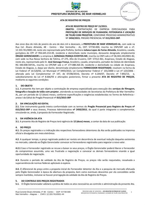 PDF ATA DE REGISTRO DE PREÇOS ATA DE REGISTRO DE REGISTRO DE