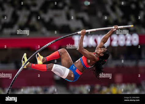 Yarisley Silva participating in the Tokyo 2020 Olympics in the pole ...