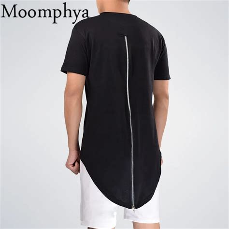 Moomphya Streetwear Men Extended Back Tails Swag Funny T Shirts With