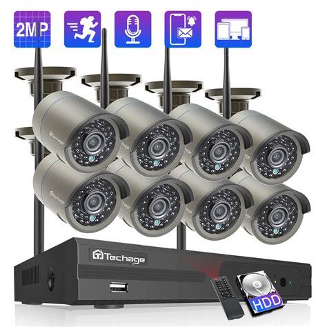 Techage 8CH 1080P Wireless NVR CCTV IP Camera System 2MP Audio Record