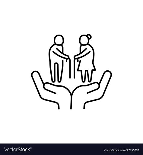 Elderly People Care Nursing Home Thin Line Icon Vector Image