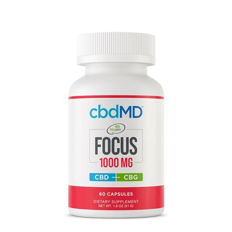 Cbdmd Cbd Cbg Focus Capsules Broad Spectrum Thc Free 60ct 1000mg Cbdcbg Cbdmarket