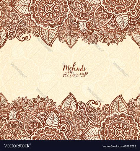 Henna tattoo colors Indian style floral frame Vector Image