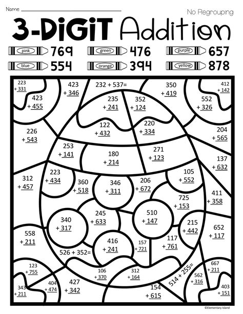 Color By Number Math Worksheets Second Grade