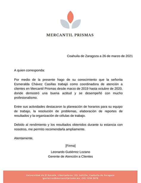 Carta De Recomendacion Laboral Cartas Carta De Recomendacion