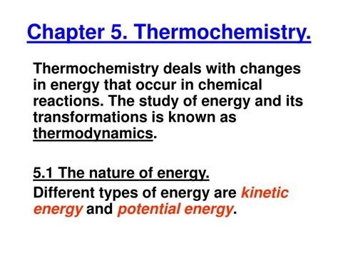 PPT Chapter 5 Thermochemistry PowerPoint Presentation Free