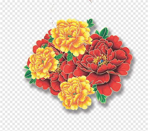 Moutan Peony Chinese New Year Peony Flower Arranging Orange Png Pngegg