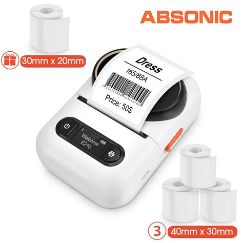 Portable Label Printer E210 Thermal Sticker Printer Bluetooth Wireless Labeling Machine With 3pk