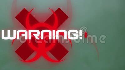 Animation Of Red Biohazard Symbol And Warning Text On Green Background