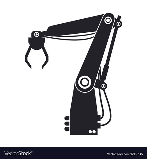 Silhouette industrial robot arm engine futuristic Vector Image