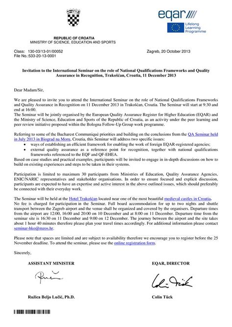 Formal Invitation Letter Sample For Seminar How To Write A Formal