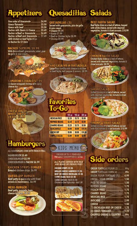 Casa Vieja Restaurant Menus In Corpus Christi Texas United States