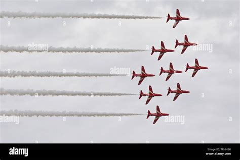 The Royal Air Force Aerobatic Display Team The Red Arrows Performing At