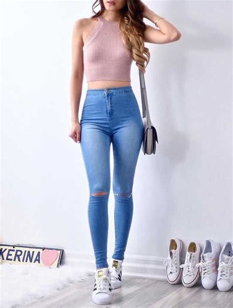 24 Cute Outfits With Blue Jeans For Denim Addicts Vêtements Stylés