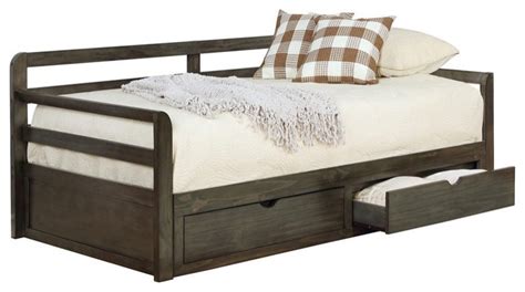 Coaster Sorrento 2 Drawer Wood Twin Daybed With Extension Trundle In