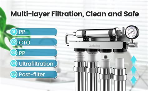 Ontulor Under Sink Water Filter System Stainless Steel Filtration