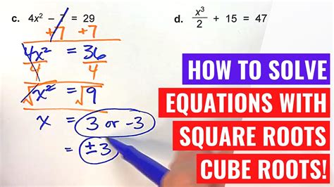 Solving Equations With Square Roots And Cube Roots YouTube