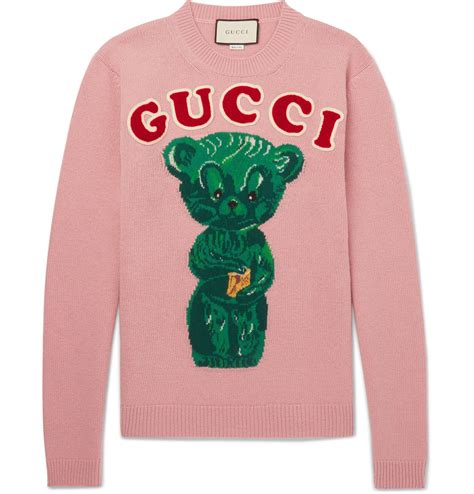 Gucci Appliquéd Intarsia Wool Sweater Sweaters Sweater Shop Gucci