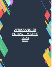 AFRIKAANS IEB POEMS 2023 March Test Pdf AFRIKAANS IEB POEMS