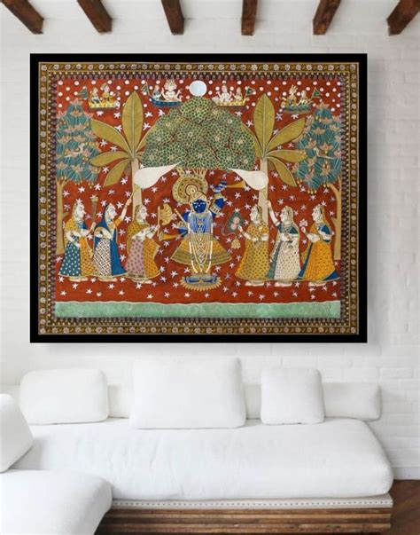 Pichwai Painting Darshan Of Shrinathji Hand Painted On Cloth Etsy