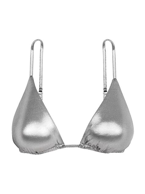 Vix Paula Hermanny Women S Mirror Triangle Bikini Top Silver Editorialist