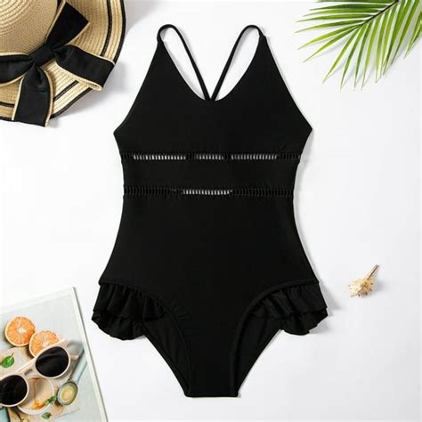 Kayannuo Girls One Piece Swimsuits Clearance Swimsuits For Girls 5 11years Solid Black Girl