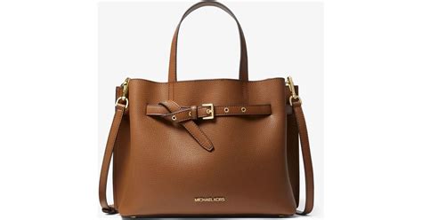 Michael Michael Kors Emilia Large Pebbled Leather Satchel In Brown Lyst