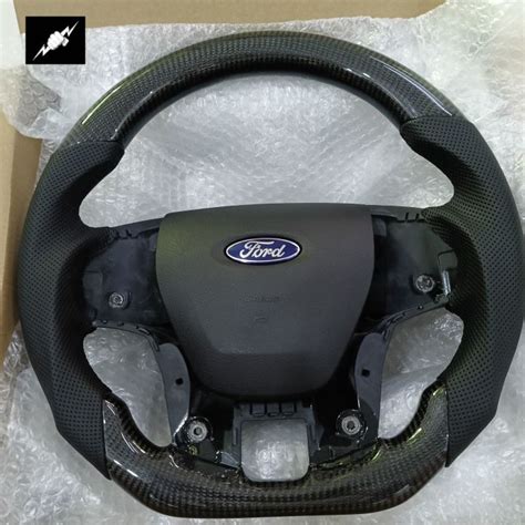 Customized Carbon Fiber Steering Wheel Frame With Leather Skin Ford