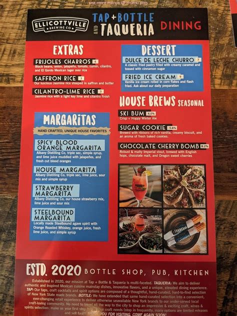 Online Menu Of Ellicottville Brewing Tap Bottle And Taqueria Restaurant