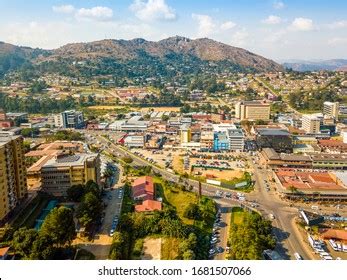 Aerial View Downtown Mbabane During Day Stock Photo