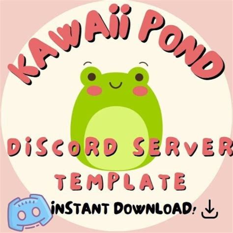 Cute Kawaii Pond Pink Frog Aesthetic Discord Server Template Etsy