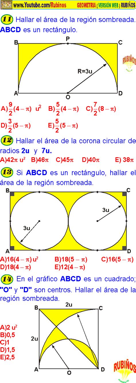 Reas De Regiones Circulares Ejercicios Y Fichas De Geometria Practicar