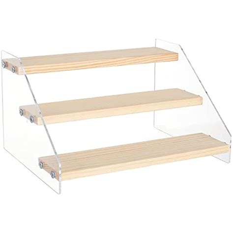 3 Tier Wooden Acrylic Display Riser Figure Display Stand Showing Stand