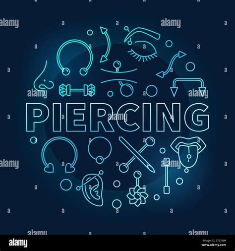 Piercing Blue Vector Round Illustration Made With Thin Line Piercings