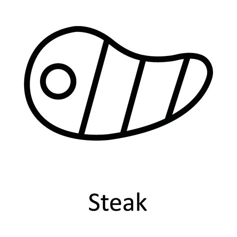 Steak Vector Outline Icon Design Illustration Kitchen And Home Symbol