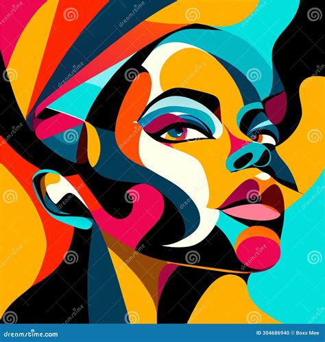 Abstract Portrait Of A Beautiful Woman In Pop Art Style Vector Illustration Generative Ai Stock