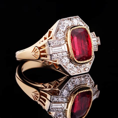 Premium Photo Beautiful Yellow Gold Ring With A Ruby On A Black