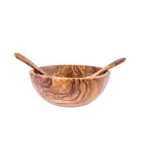 Olive Wood Bowl And Serving Utensils Set Handmade Wooden Salad Serving