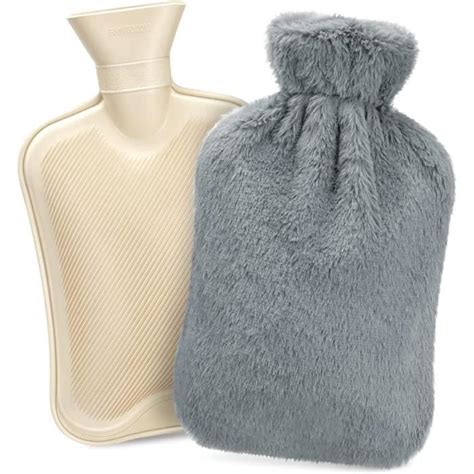 Bouillotte D Eau Chaude L Avec Housse En Peluche Souple Bouillotte En