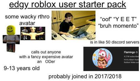 Edgy Roblox User Starterpack Rstarterpacks Starter Packs Know Your Meme