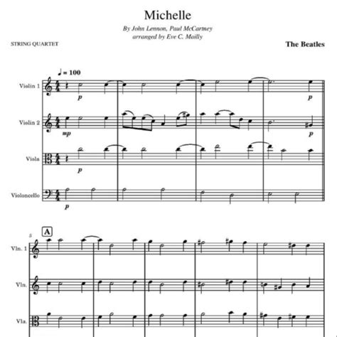 Michelle Arr Eve C Mailly Zene Strings Sheet Music The Beatles String Quartet