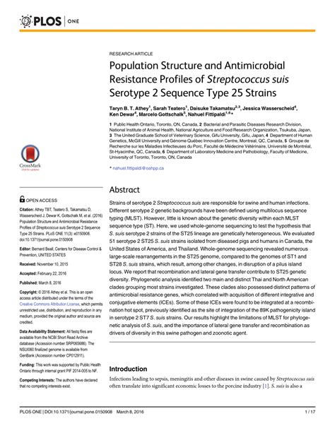 Pdf Population Structure And Antimicrobial Resistance Profiles Of