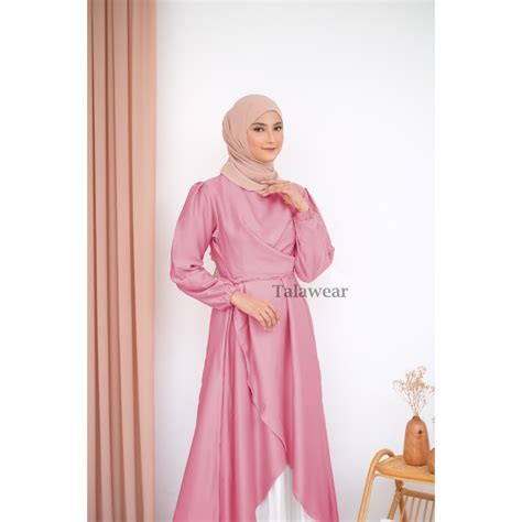 Jual Elena Dress Gamis Pesta Tunik Dress Kondangan Satin Silk Premium