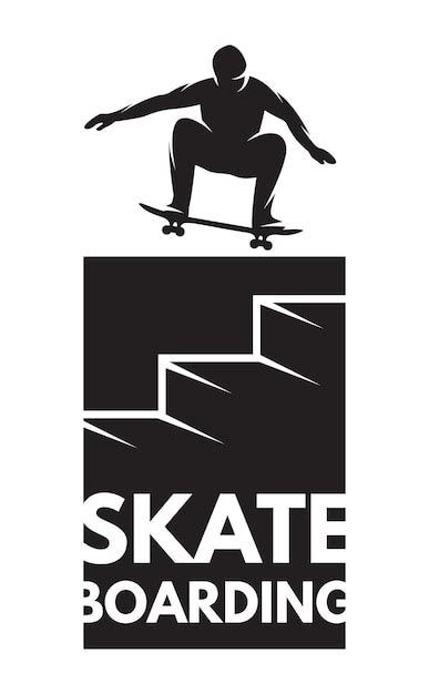 Atleta Skater En Salto Como Insignia Sobre El Tema Del Skateboarding