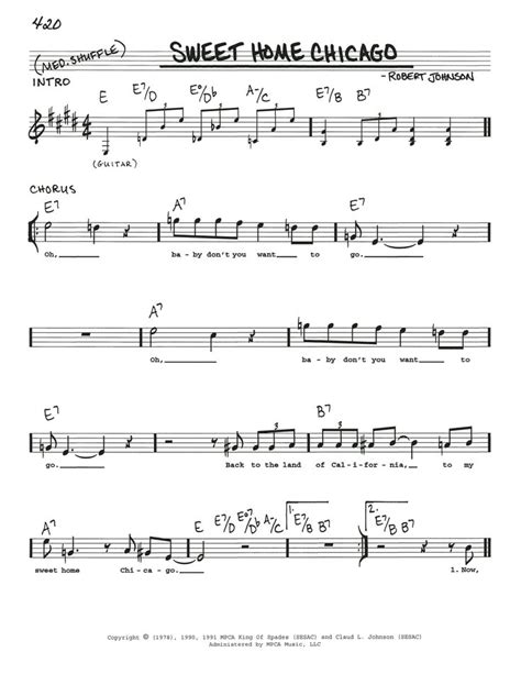 Robert Johnson Sweet Home Chicago Sheet Music And Printable PDF Music