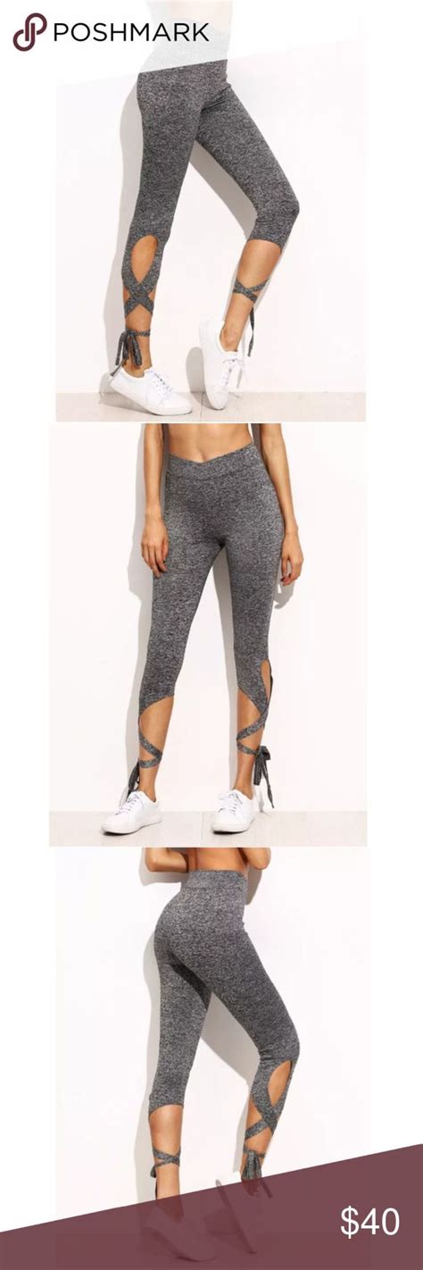 Light Grey High Waist Criss Cross Tie Leggings