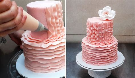 How To Make A Ruffled Buttercream Cake By Cakesstepbystep Buttercream Cake Decorating Easy